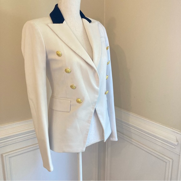 VERONICA BEARD Putty Stone Gray Black Double Breasted Blazer Jacket - Picture 4 of 11